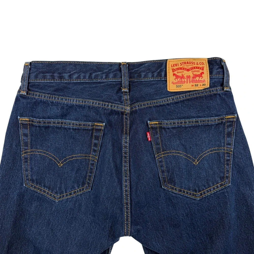 Levi 505 Regular Fit Jeans Men 32x30 Dark Wash Straight Leg Denim Casual Work